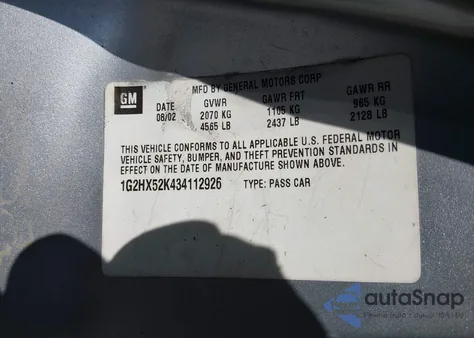 2003 Pontiac Bonneville Se из США, поврежденный, VIN 1G2HX52K434112926